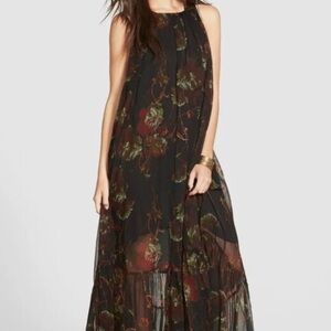 Free People Juno Sleeveless Black Floral Maxi Dress